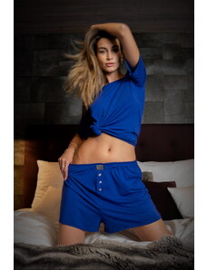 Loreen Sleepwear Loose T-shirt & Boxer Shorts | Midnight Blue