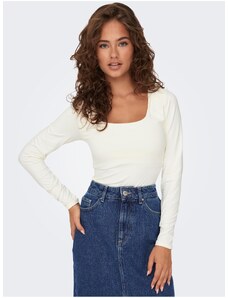 Cream Women's Basic Long Sleeve T-Shirt ONLY Lea - Women