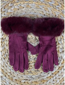 Webmoda Dámske bordové rukavice s mohutnou kožušinou