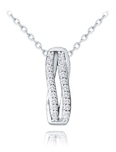 MINET Elegantný strieborný náhrdelník s bielymi zirkónmi