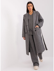 Fashionhunters Dark grey long coat with pockets