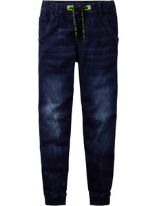 bonprix Teplákové džínsy s elastickým pásom, Slim Fit, farba modrá