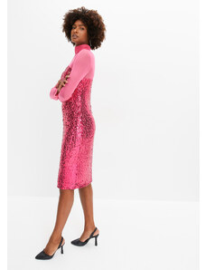 bonprix Šaty s flitrami a sieťovinou, farba ružová