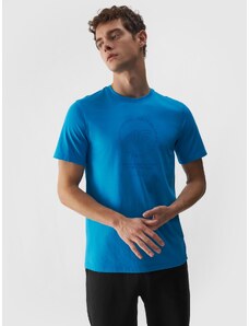 4F Pánske tričko s potlačou z organickej bavlny - modré