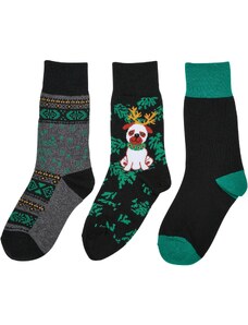 Urban Classics Accessoires Pug Children's Christmas Socks - 3-Pack Multicolored