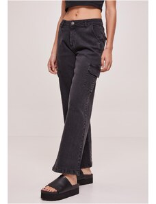 UC Ladies Women's High Waist Straight Denim Cargo Jeans - Black