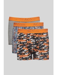 AC&Co / Altınyıldız Classics Men's Black Orange 3-Pack Flexible Cotton Boxer