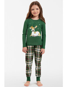 Italian Fashion Vianočné dievčenské pyžamo Zonda zelené-128, Farba zelená