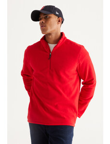 AC&Co / Altınyıldız Classics Men's Red Anti-pilling Anti-Pilling Standard Fit High Neck Cold Proof Fleece Sweatshirt