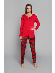 Italian Fashion Zorza women's pyjamas - long sleeves, long legs - red/print