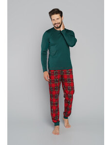 Italian Fashion Pánske pyžamo Narwik, dlhé rukávy, dlhé nohavice - zelená/potlač