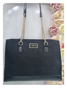 Katrin's Fashion Štýlová čierna kabelka so semišom Nobo