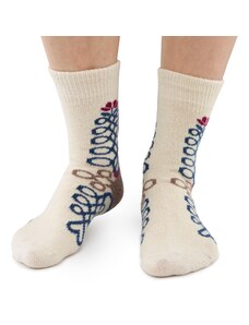 Vlnka Ovčie ponožky Merino s ľudovým vzorom prírodná