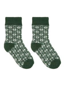 Vlnka Detské vianočné ponožky Merino zelená veľkosti obuvi - deti 25-27