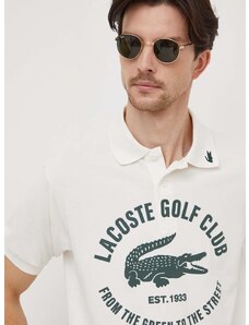 Polo tričko Lacoste pánsky, béžová farba, s potlačou