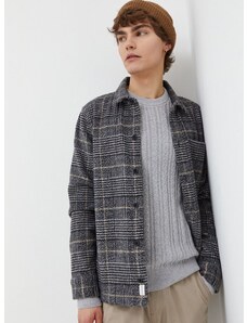 Košeľové sako s vlnenou zmesou Hollister Co. šedá farba, prechodná