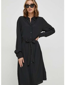 Šaty Tommy Hilfiger čierna farba, mini, áčkový strih, WW0WW40563