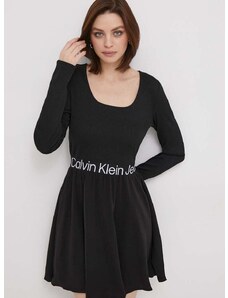 Šaty Calvin Klein Jeans čierna farba,mini,áčkový strih,J20J222523