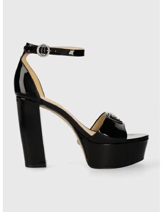 Kožené sandále Guess SETON čierna farba, FLPSET PAT03