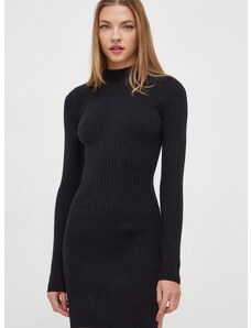 Šaty Hollister Co. čierna farba, mini, priliehavá