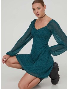 Šaty Hollister Co. zelená farba, mini, áčkový strih