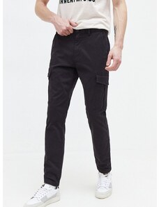 Nohavice Tommy Jeans pánske,čierna farba,strih cargo,DM0DM18341