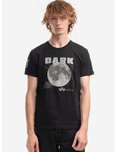 Bavlnené tričko Alpha Industries 108510.285-black, čierna farba, s potlačou
