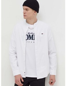 Bavlnená košeľa Tommy Jeans pánska, biela farba, regular, so stojačikom, DM0DM18332