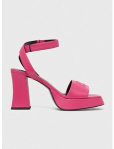 Kožené sandále HUGO Vicky ružová farba, 50513175