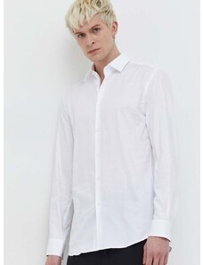 Bavlnená košeľa HUGO pánska, biela farba, slim, s klasickým golierom, 50508268