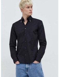 Košeľa HUGO pánska,čierna farba,regular,s klasickým golierom,50508633