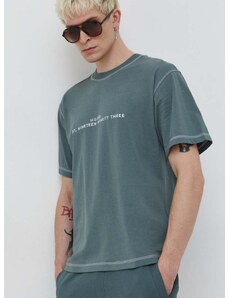 Bavlnené tričko HUGO pánsky,zelená farba,s nášivkou,50504718