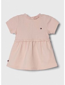 Detské bavlnené šaty Tommy Hilfiger ružová farba, mini, áčkový strih