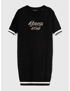 Dievčenské šaty Guess čierna farba, mini, rovný strih
