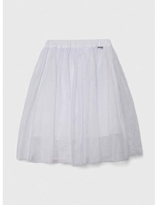 Dievčenská sukňa Guess biela farba, midi, áčkový strih