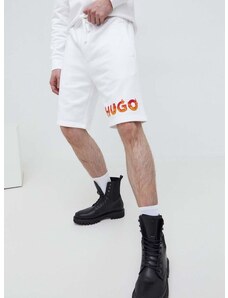 Bavlnené šortky HUGO biela farba, 50504826