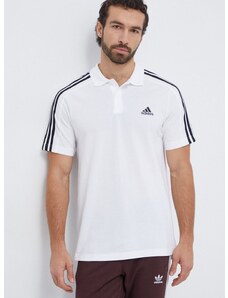 Bavlnené polo tričko adidas biela farba, s nášivkou, IC9312