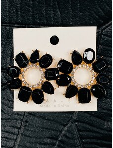 Webmoda Dámske čierne náušnice s farebnými kamienkami MOLLY