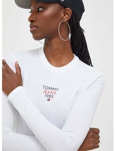 Tričko s dlhým rukávom Tommy Jeans dámsky,biela farba,DW0DW17358