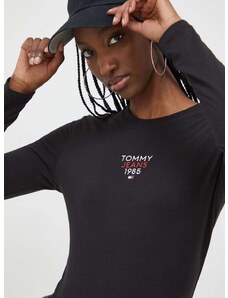 Tričko s dlhým rukávom Tommy Jeans dámsky, čierna farba