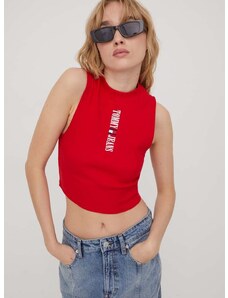 Top Tommy Jeans dámsky,červená farba,DW0DW17530