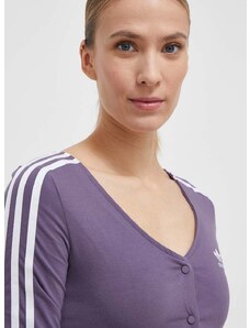 Tričko s dlhým rukávom adidas Originals dámsky, fialová farba