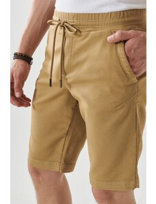 ALTINYILDIZ CLASSICS Men's Beige Slim Fit Slim Fit Normal Waist Side Pocket Flexible Casual Shorts