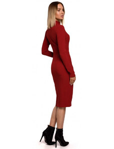Dámske pletené šaty s rolákom M542 tehlovo červené - Moe
