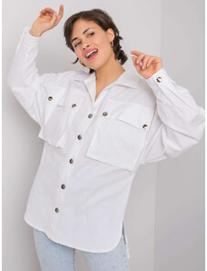 Fashionhunters Biela košeľa s vreckami Elora RUE PARIS