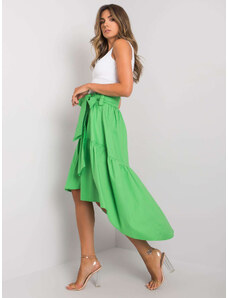 Fashionhunters RUE PARIS Zelená sukňa so zaväzovaním