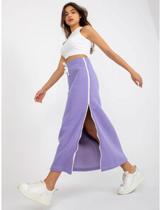 Fashionhunters Svetlo fialová midi sukňa so zipsom