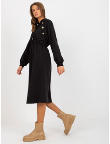 Fashionhunters Čierne mikinové šaty s kapucňou