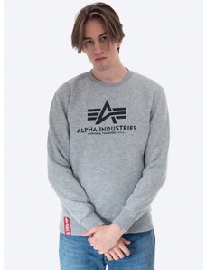 Mikina Alpha Industries Basic Basic Sweater 178302.17, pánska, šedá farba, s potlačou, 178302 17