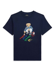 Detské bavlnené tričko Polo Ralph Lauren tmavomodrá farba, s potlačou